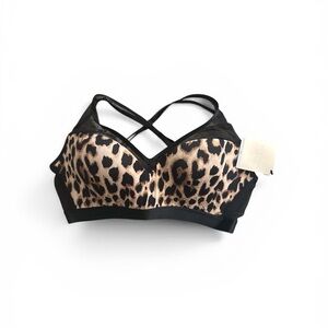 Victoria's Secret Leopard Print Bra with Black Straps